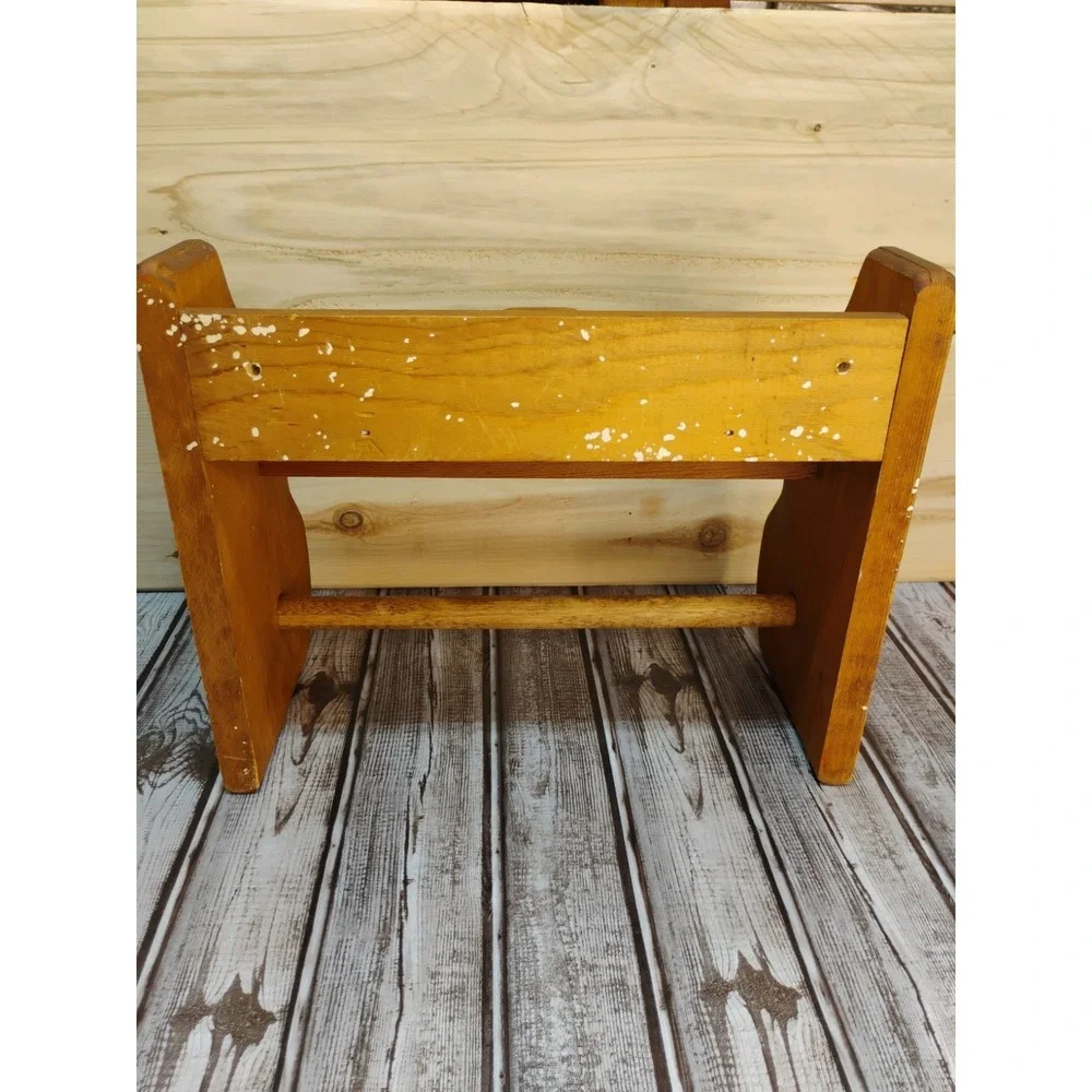 Wooden Wall Mount Shelf Paper Towel Holder Kitchen Folk Cottage Country Vtg